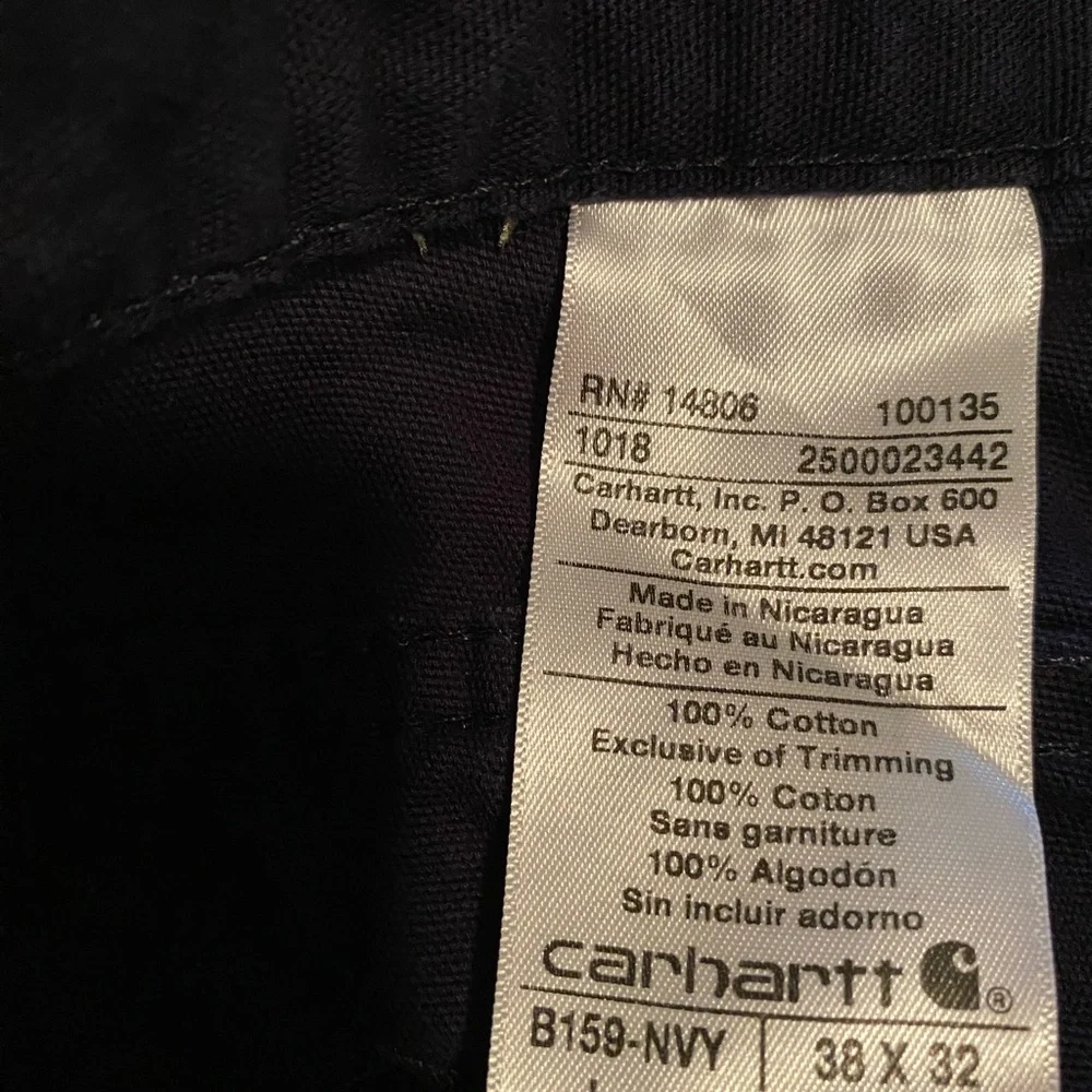Carhartt  men’s navy Cotton Pants 38x32 - Picture 5 of 7